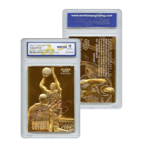 GEM Mint 10 Kobe Bryant 1996-97 23KT Gold Fleer Rookie Signature Genuine Gold - Picture 1 of 1